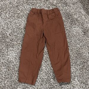 Kids Brown Elastic-Waist Pants